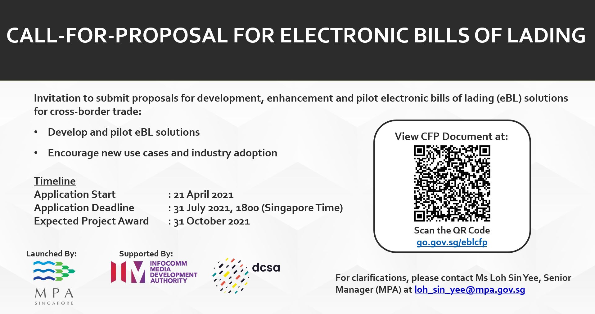 Call for Proposal to Develop, Enhance and Pilot Electronic Bill of Lading Solutions for Cross-Border Trade